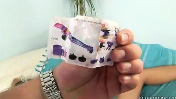 Charming lesbians learns how to use a dildo