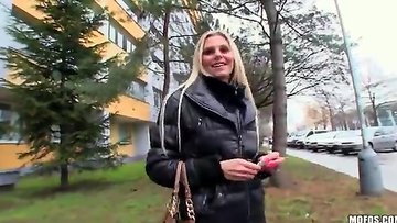 Stunning, Long Haired European Blonde Earns Some Quick Money For Sex Really Fast