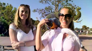 Funny and attractive women Anita Dark and Blue Angel are having some fun in the