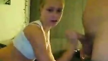 Horny teenage babe sucks cock with passion