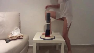 Stunning blonde faps with a huge toys