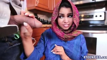 Sweet Arab teen Ada gives a good blow job and fucked hard