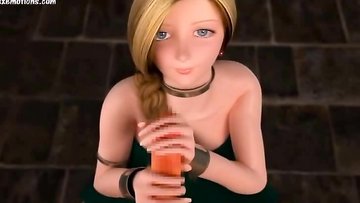 Erotic animated blonde gets banged from behind