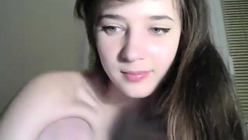 Sweet teen plays with big toys