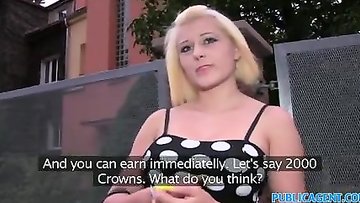 Blonde with massive juggs gets fucked for 2000 crwns