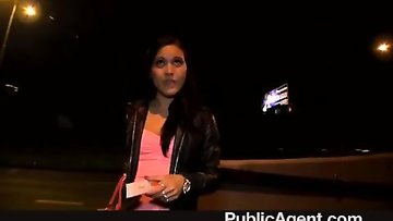 Good looking brunet picked up and fucked