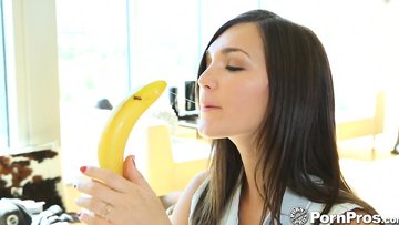 Holly Michaels caught sucking a banana