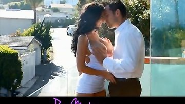 Dazzling milf grand juggs balcony fuck