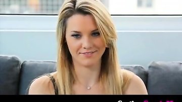 Cute blonde at her first casting