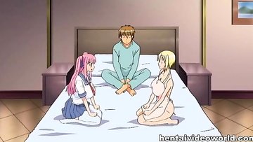 Handsome anime women awesome three way screw