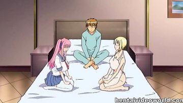 Handsome anime women awesome three way screw