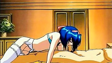 Anime chick in lingerie screws a penis