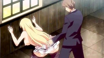 Hentai blonde bangs and gives blow job