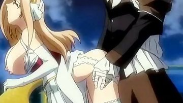 Anime girl gets fucked doggy at the balcony