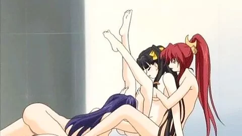 Lesbo threesoem and double penetration with hentai teens