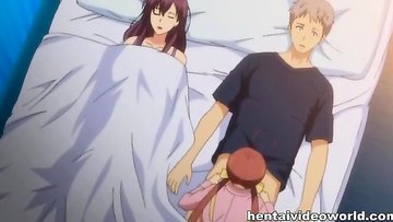 Fortunate male is getting hentai deep throat by two babes