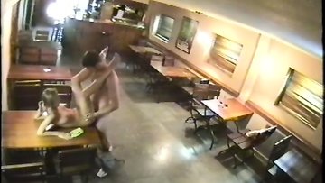 Watched by security camera gettign fucked in restorant!