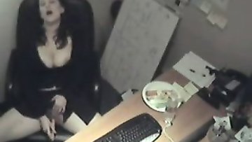 Security camera in the office filming carrot penetrations!