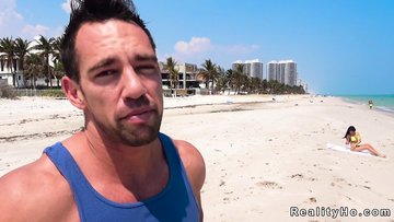 Dude picks up huge tits Latina at beach