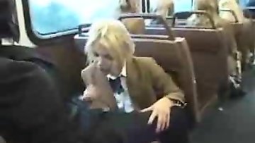 Blonde Blow At Schoolbus