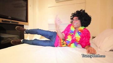 Redhead shemale hotty fucks good