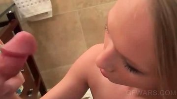 Perky tits blonde pussy pumped to orgasm