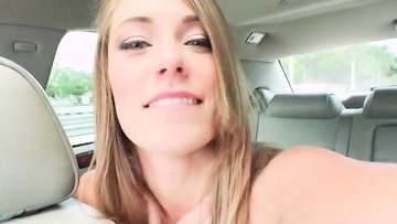 Pussy teased blonde blowing monster shaft