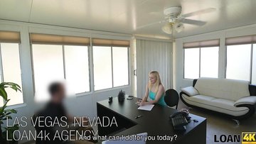 Blonde chick fucks to get a loan