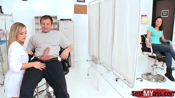 Big tits doctor takes care of her man