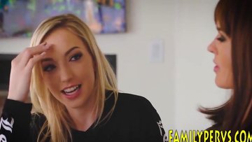 Lesbian stepmom licking