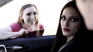 MILF squirts all over teen hitchhiker they picked up