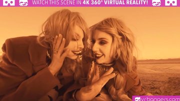 VRBangers.-Two hot blonde babes fucking hard on mars VR porn parody threesome