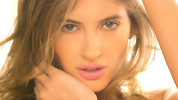 Petite body Russian model strips naked and poses for us