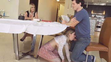 Sexiest Stepmom Rachael Cavalli catches Bitch under Table