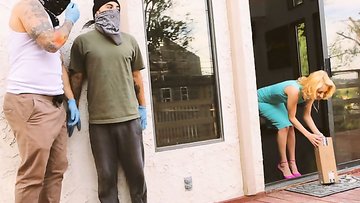 Burglars make hot wifey cuckold in front of her husband