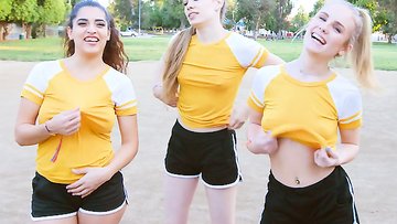 Coach gets lucky with 3 college teens after the workout