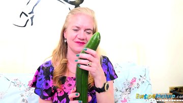 Horny Mature with Cucumber and Toys
