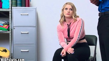 Frightened chubby teen shoplifter punish fucked hard