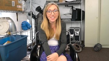 Nerdy teen gets banged in missionary over the desk by a BBC