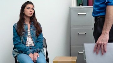 Horny shoplifter teen gets doggy on cam on the security mall office.