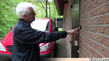 Angry teen slut fucking the old delivery guy