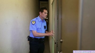 Petite Asian thief sucked cops dick before hardcore sex action