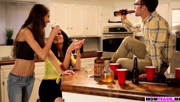 MILF Jessica Jaymes teaches teen how to deepthroat a big cock