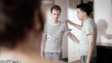 Sons double penetrated mature stepmom to calm her down