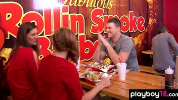 Amateur couples first threesome fuck with a hot bisexual babe