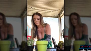 Huge boobs MILF Sophie Dee pool fun at home during the quarantine