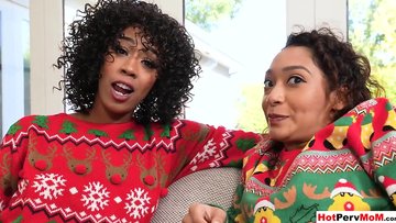 Skinny ebony MILF and teen preferring big white cocks