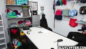 Pervy security officer makes sexy thief suck his dick and lick his balls