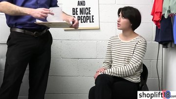 Crazy security guy fucks petite teen after he caught her stealing