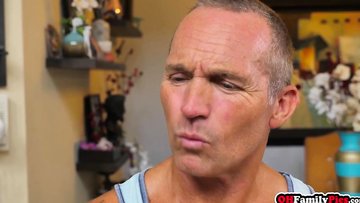 Old perv cant resist to his teen stepdaughters fresh pussy